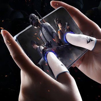 Напальчники Shezi S3 для игр на телефоне и планшете белые c синим манжетом &ndash; 2 шт 1365721611 фото