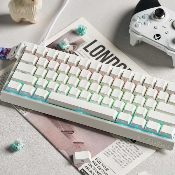 Ігрова механічна клавіатура MADLIONS MAD 60 HE біла RGB 8000 Гц USB Type-C Anti-Ghosting N-Key Rollover 2111394221 фото
