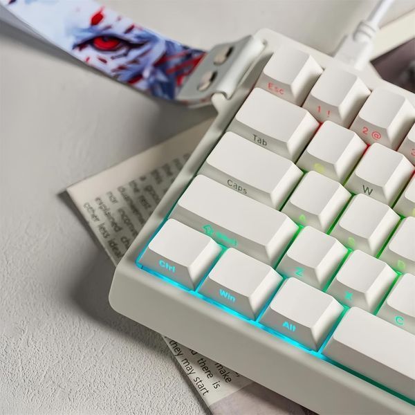 Ігрова механічна клавіатура MADLIONS MAD 60 HE біла RGB 8000 Гц USB Type-C Anti-Ghosting N-Key Rollover 2111394221 фото