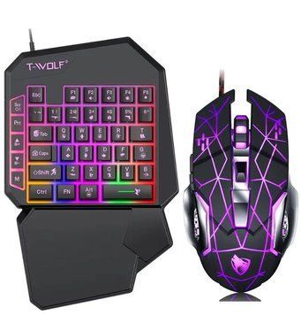 Ігровий комплект T-Wolf TF900 з RGB підсвіткою (дротова клавіатура та мишка) 1887313574 фото