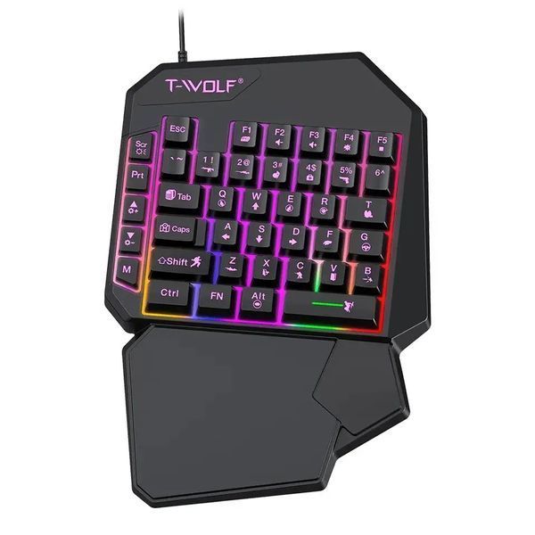 Игровой комплект T-Wolf TF900 с RGB подсветкой (проводная клавиатура и мышка) 1887313574 фото