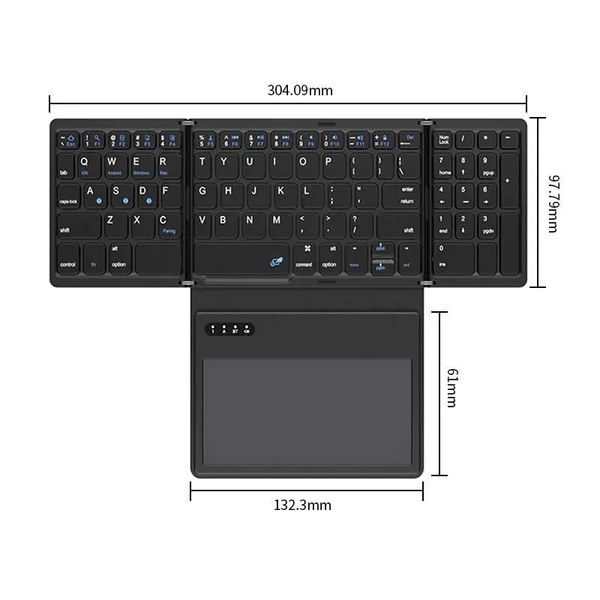 Беспроводная складная клавиатура Sundy Gforse IQ – 78 с сенсорной панелью и цифровым блоком (numpad) 2111394222 фото