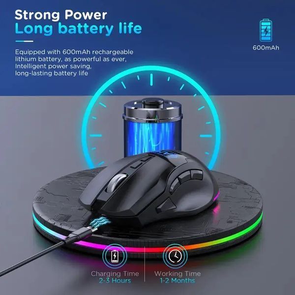 Миша бездротова ігрова MiKESPN W10 з акумулятором та підсвічуванням 2.4 gHz+Bluetooth W10 фото