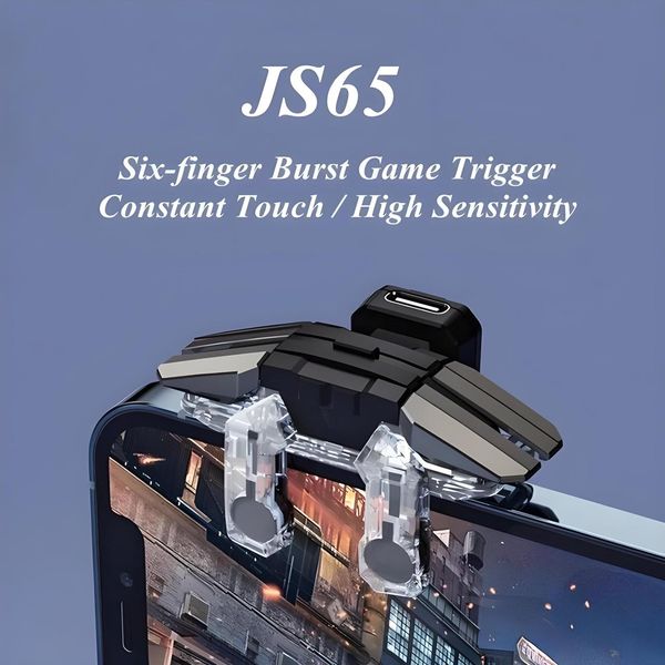 Геймпад триггер для смартфона JS65 с Air Mapping макросом на 6 пальцев до 50 нажатий для PUBG Mobile 1484524340 фото