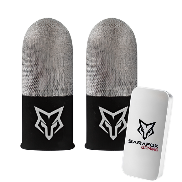 Напальчники Sarafox v8 Silver для ігор на телефоні та планшеті чорні зі срібним волокном &ndash; 4 шт 1765321662 фото