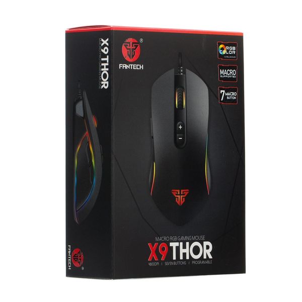 Игровая компьютерная мышь Fantech X9 Thor USB с RGB c подсветкой 1.8м DPI 4800 Программируемая Black РТ000020842 фото