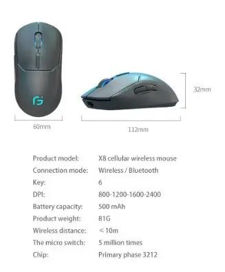Миша бездротова, безшумна ігрова Gamousе X9 з акумулятором та підсвічуванням 2035185456 фото
