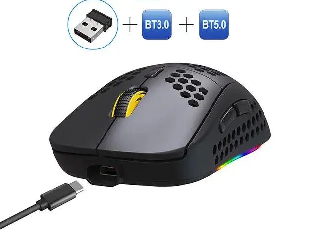 Мышь беспроводная игровая HYSO Т90 с аккумулятором и подсветкой 2.4 gHz+Bluetooth 2035185458 фото