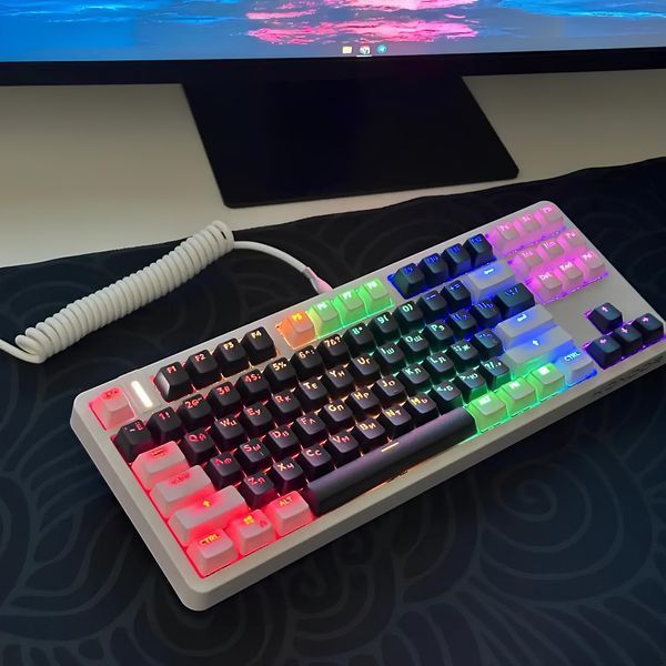 Механічна ігрова клавіатура Kondor Orion Lite чорно-біла TKL Hot-Swap Rainbow LED Type-C Anti-Ghosting N-Key 2111394231 фото