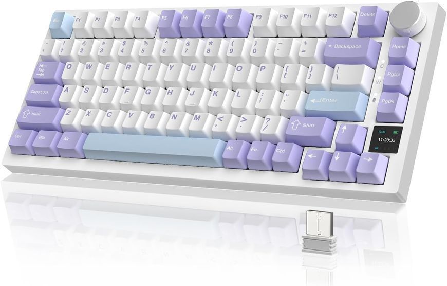 Бездротова механічна клавіатура Ajazz Ak820 Pro фіолетова RGB Hot-Swap 75% Bluetooth ігрова 2111394216 фото
