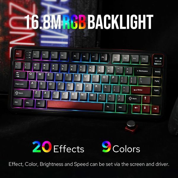 Беспроводная механическая клавиатура MechLands Vibe75 V2 чёрная 75% RGB Hot-Swap с дисплеем Bluetooth 2111394217 фото
