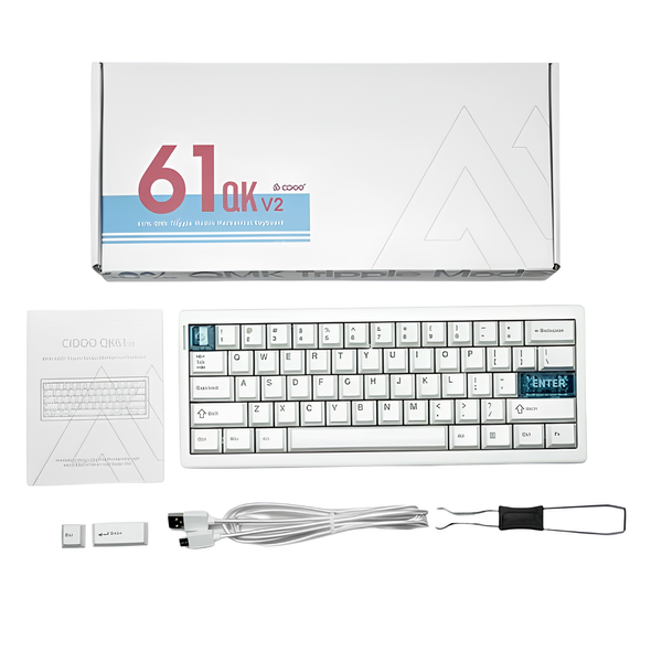 Механічна бездротова ігрова клавіатура CIDOO QK61 v2 біла 60% RGB підсвітка Hot-Swap Type-C Bluetooth 2111394218 фото