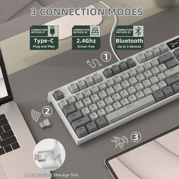 Игровая беспроводная механическая клавиатура ATTACK SHARK K86 серая с Hot-Swap RGB Bluetooth Type-C 2111394219 фото
