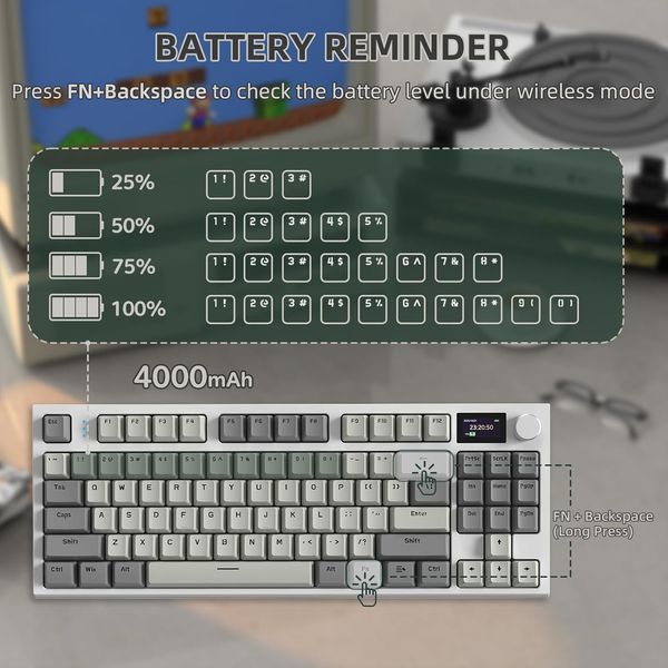 Игровая беспроводная механическая клавиатура ATTACK SHARK K86 серая с Hot-Swap RGB Bluetooth Type-C 2111394219 фото