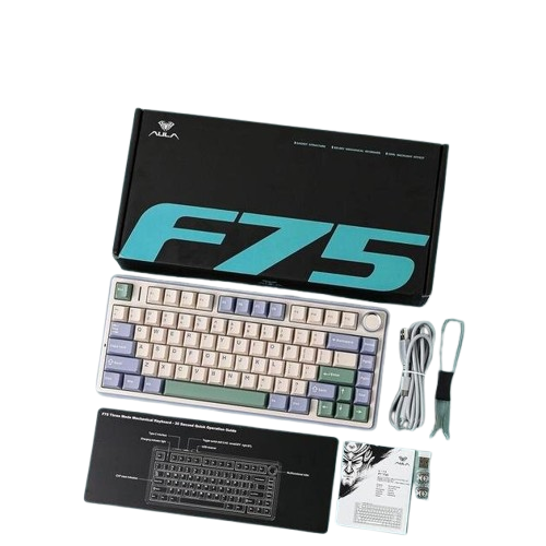 Беспроводная механическая клавиатура AULA F75 зелёная RGB Hot-Swap 75% Bluetooth Type-C игровая 2111394237 фото