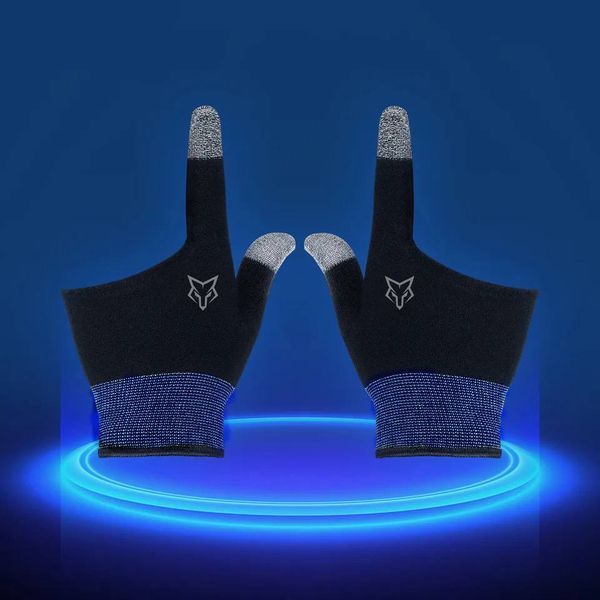 Игровые перчатки Sarafox G01 для игр на телефоне и планшете на 2 пальца черные с синим манжетом &ndash; 2 шт 1165731511 фото
